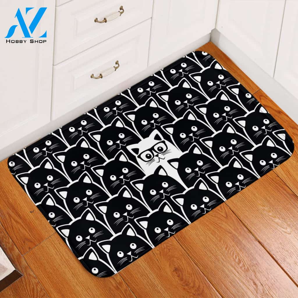 Standout White Cat Door Mat