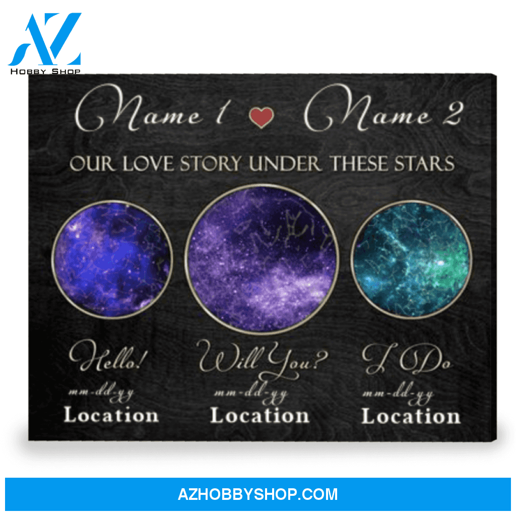 Star Map Gift Hello Will You I Do Unique Anniversary Gift Canvas Print