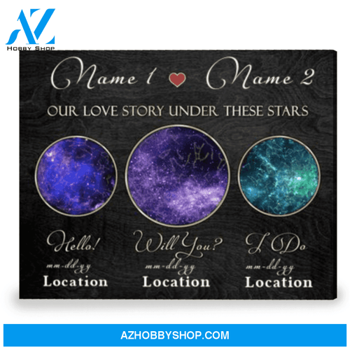 Star Map Gift Hello Will You I Do Unique Anniversary Gift Canvas Print