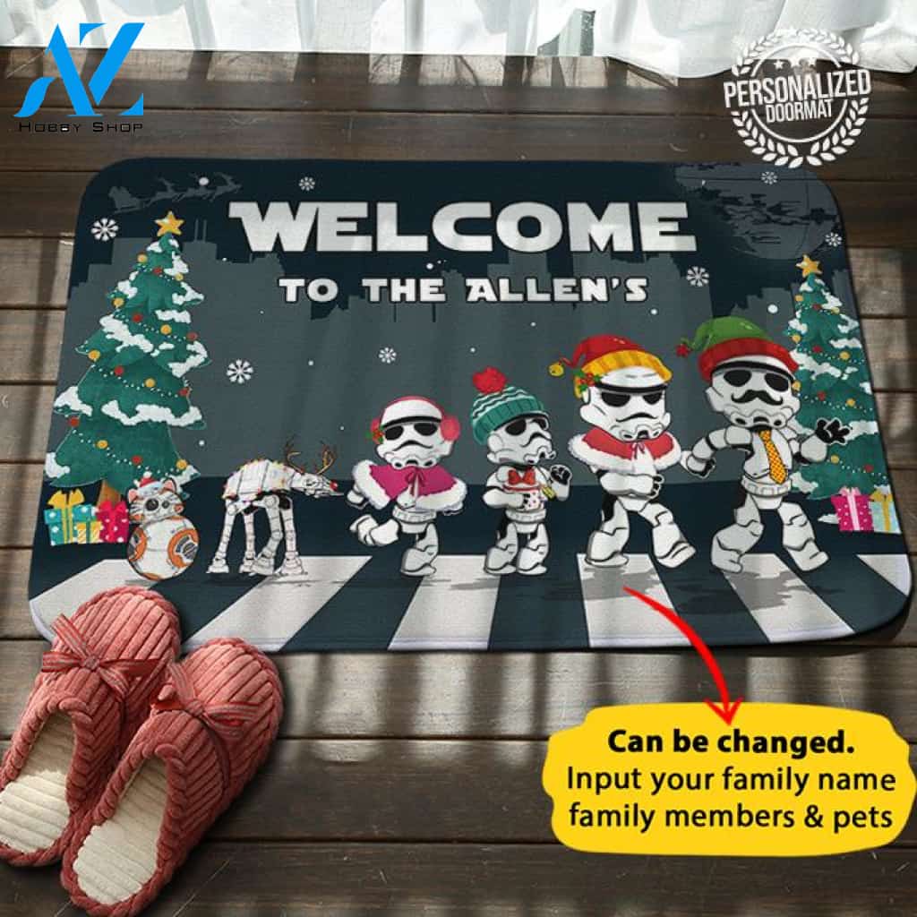 Star Wars Family Christmas Personalized Doormat
