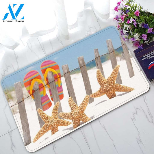 Starfish And Flip Flops Doormat Welcome Mat Housewarming Gift Home Decor Funny Doormat Best Gift Idea For Beach Lovers