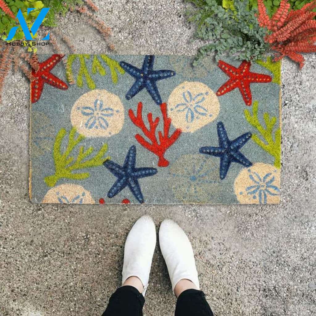 Starfish Welcome Doormat, Lovely Ocean Animal Doormat, Starfish Lover Doormat Welcome Mat House Warming Gift Home Decor Funny Doormat Gift Idea