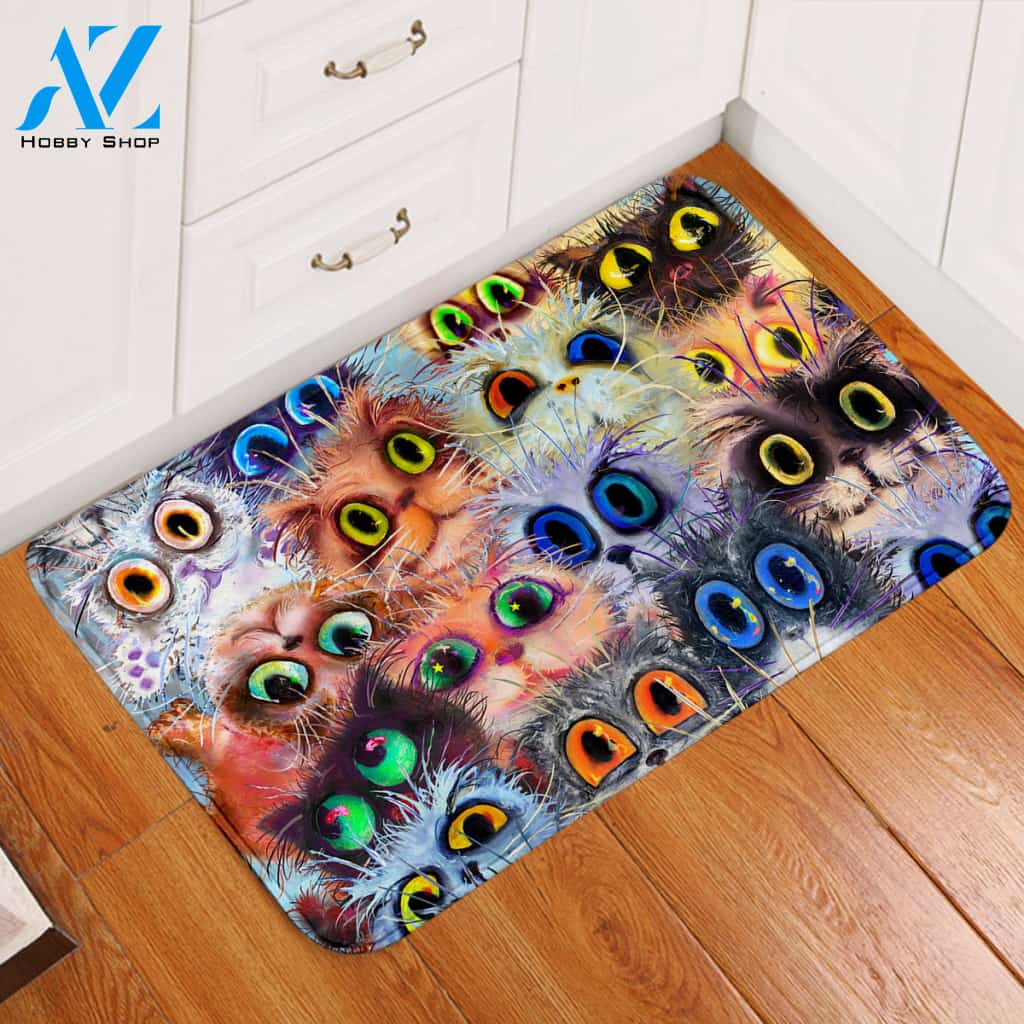 Staring Cat Eyes Door Mat