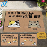 Staring Cat, No Need To Knock We Know You Are Here Personalized Cat Doormat TV