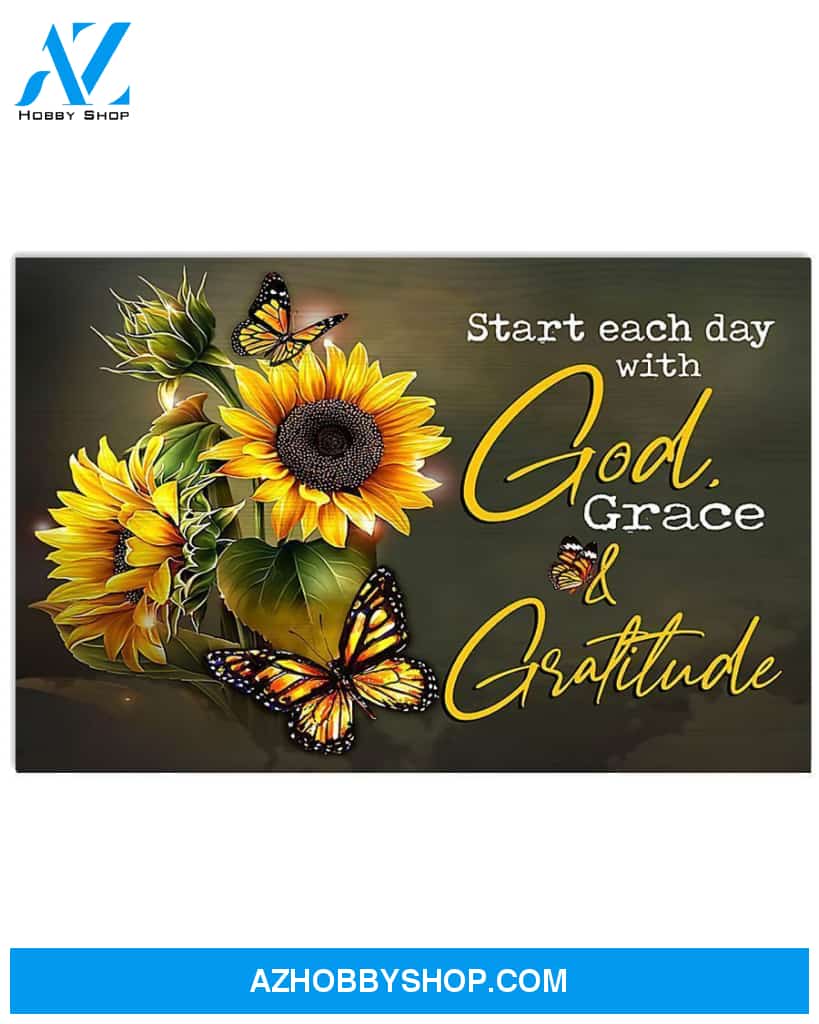 Start Each Day Sunflower Canvas Wall Art, Wall Decor Visual Art