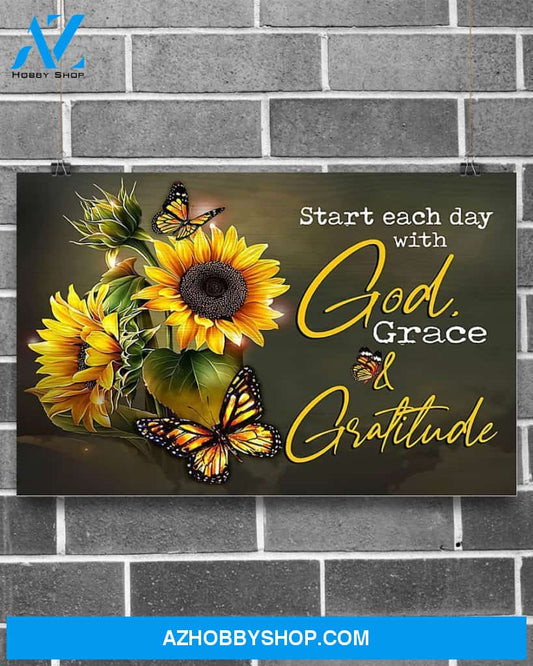 Start Each Day Sunflower Canvas Wall Art, Wall Decor Visual Art