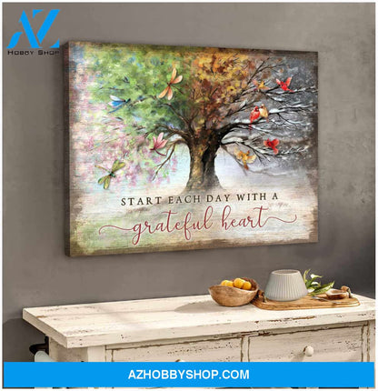 Start Each Day With A Grateful Heart Canvas Wall Art, Wall Art Prints