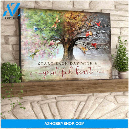 Start Each Day With A Grateful Heart Canvas Wall Art, Wall Art Prints