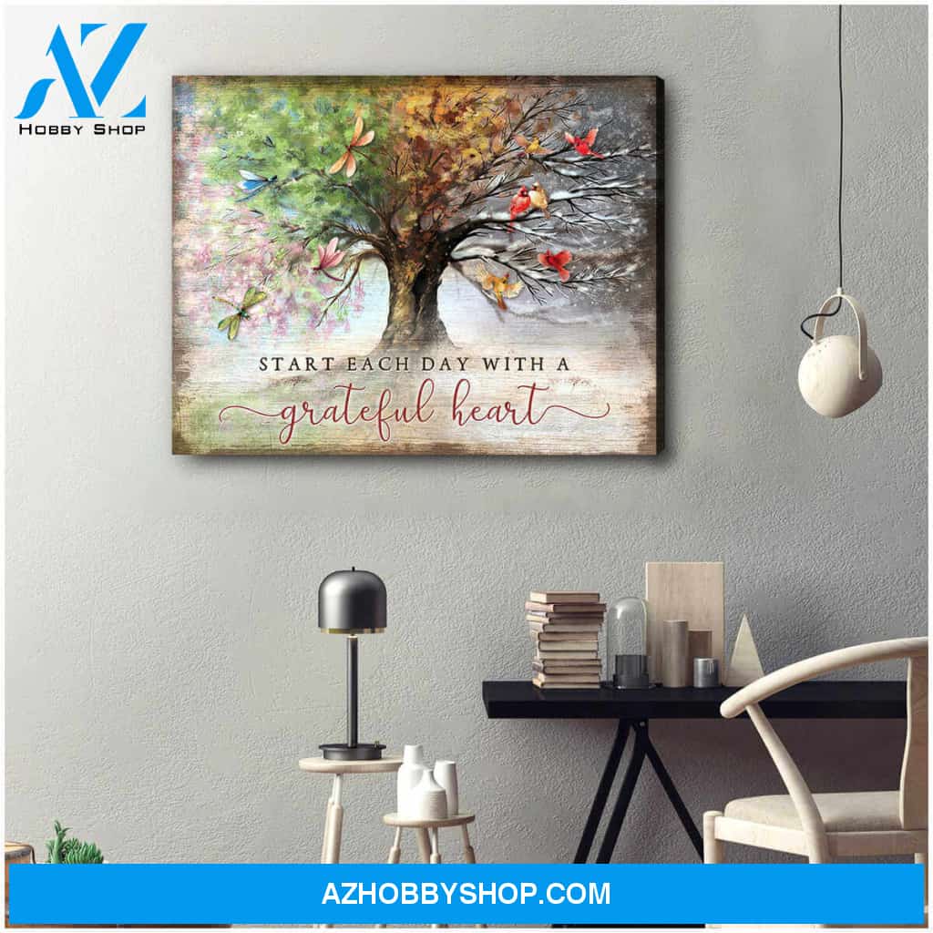 Start Each Day With A Grateful Heart Canvas Wall Art, Wall Art Prints