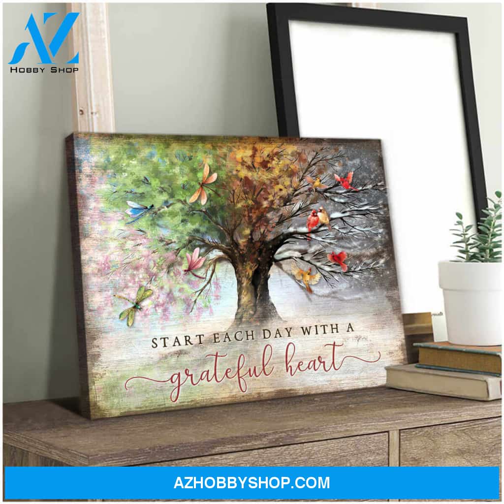 Start Each Day With A Grateful Heart Canvas Wall Art, Wall Art Prints