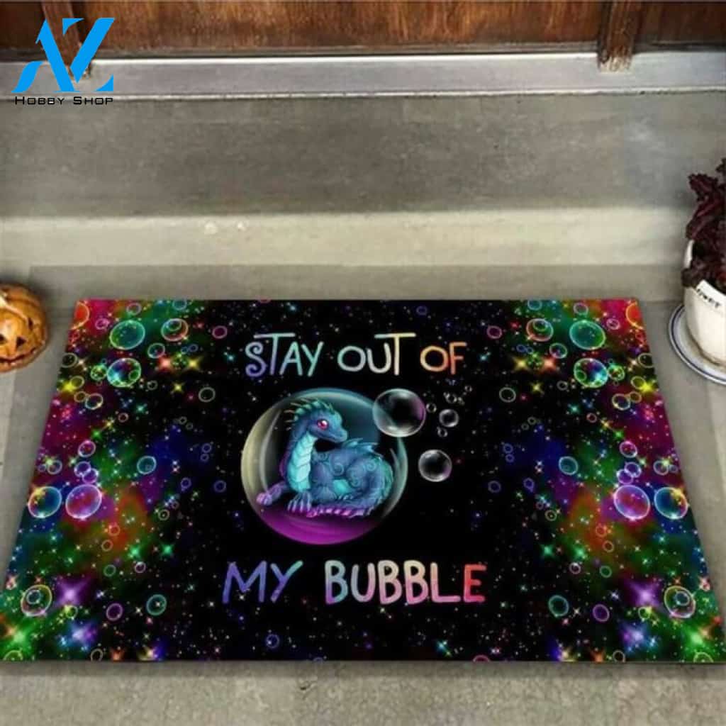 Stay Out Of My Bubble Dragon Doormat | Welcome Mat | House Warming Gift
