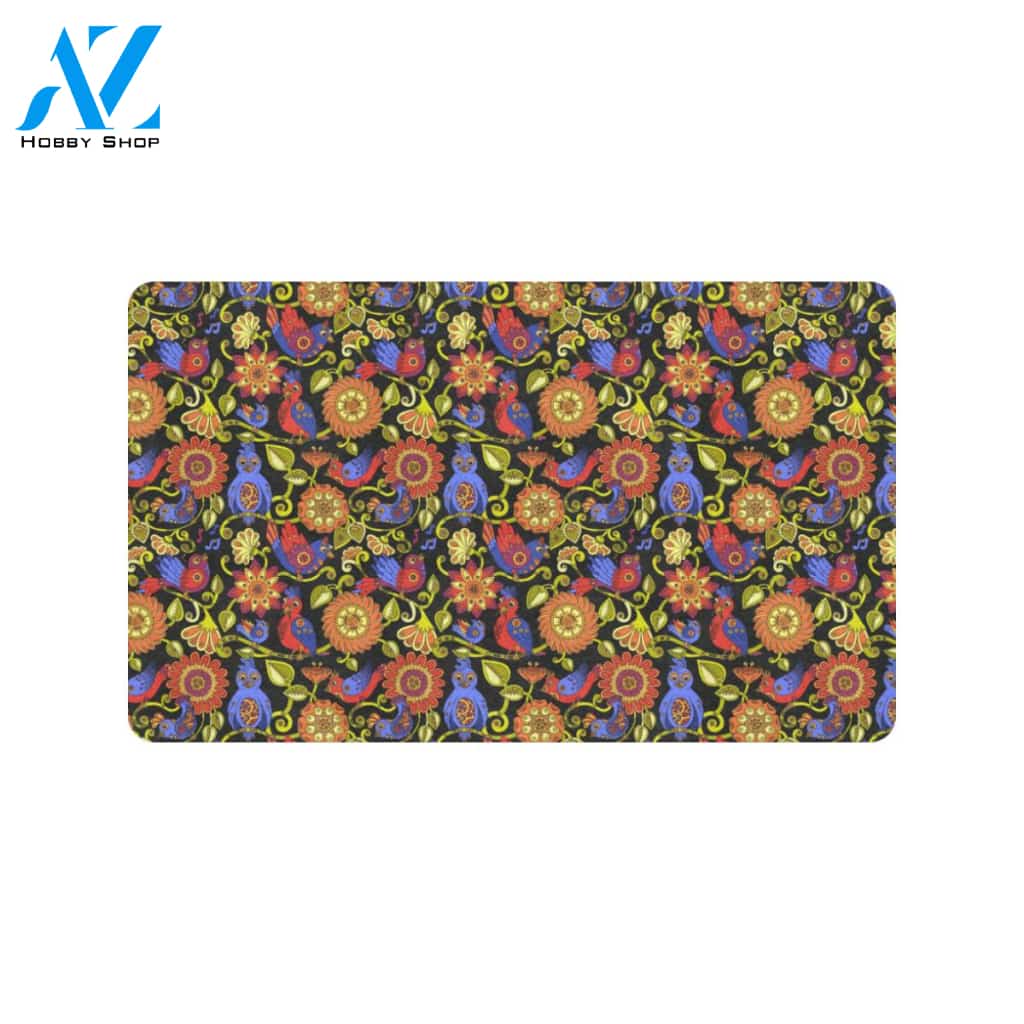 Steampunk Bird Design Themed Print Rubber Doormat