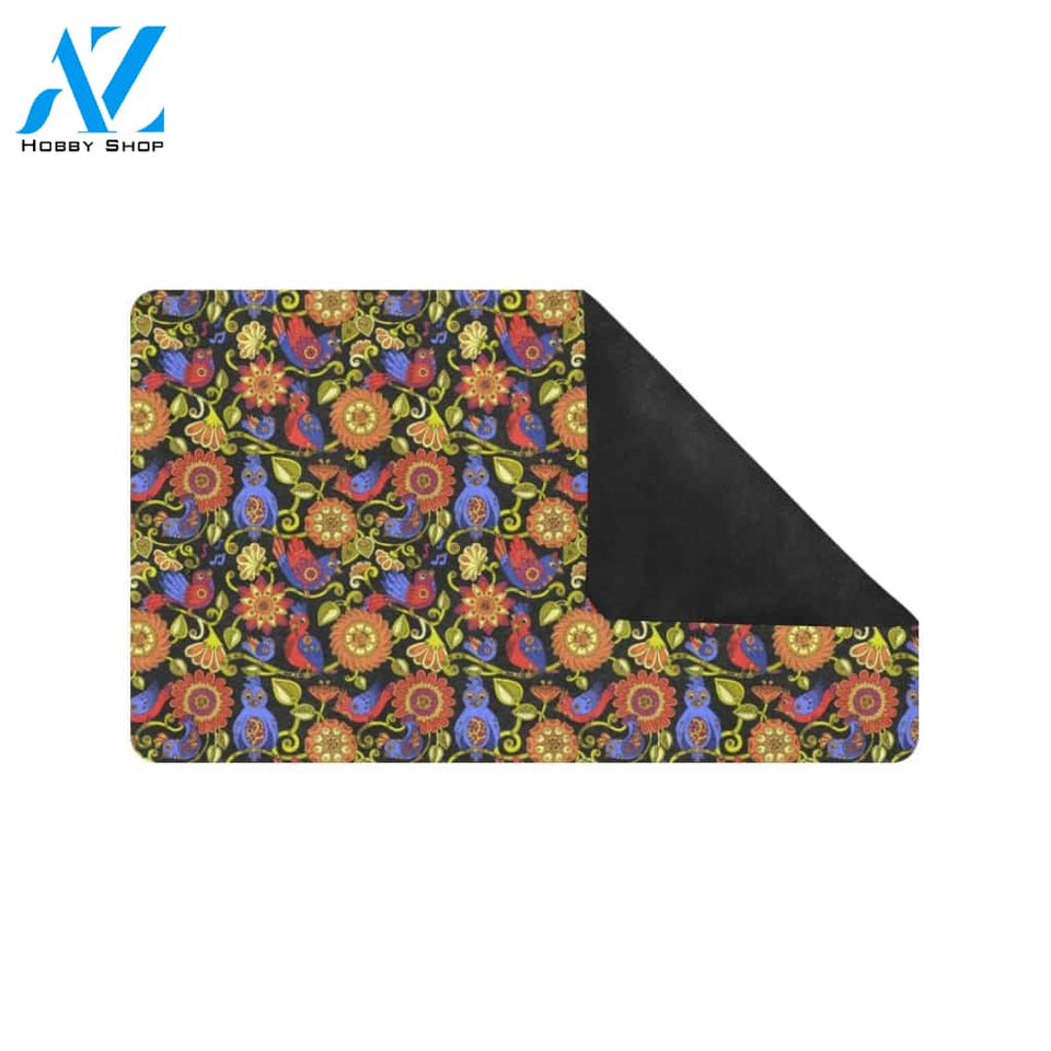 Steampunk Bird Design Themed Print Rubber Doormat