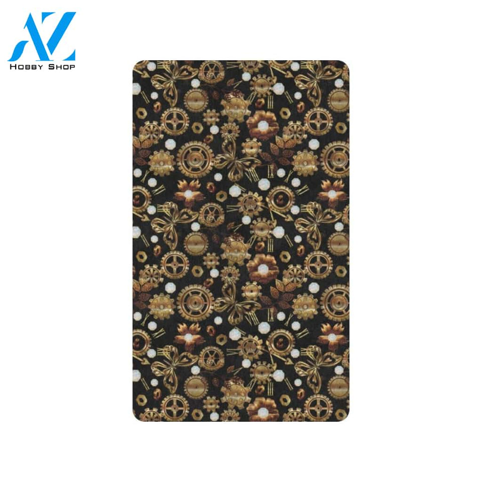 Steampunk Butterfly Design Themed Print Rubber Doormat