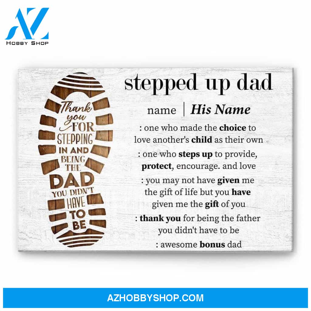 Stepped Up Dad Definition - Personalized Canvas - Father's Day Gift For Step Dad, Bonus Father