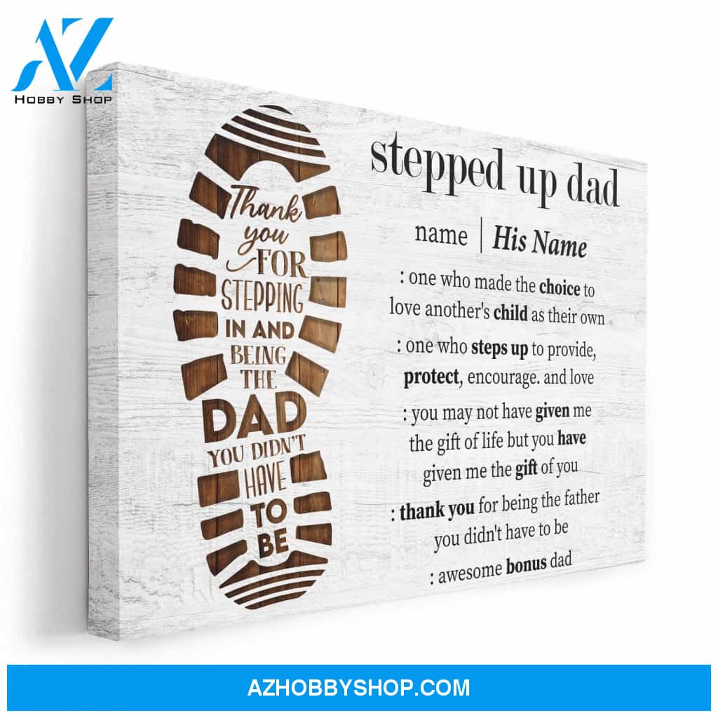 Stepped Up Dad Definition - Personalized Canvas - Father's Day Gift For Step Dad, Bonus Father