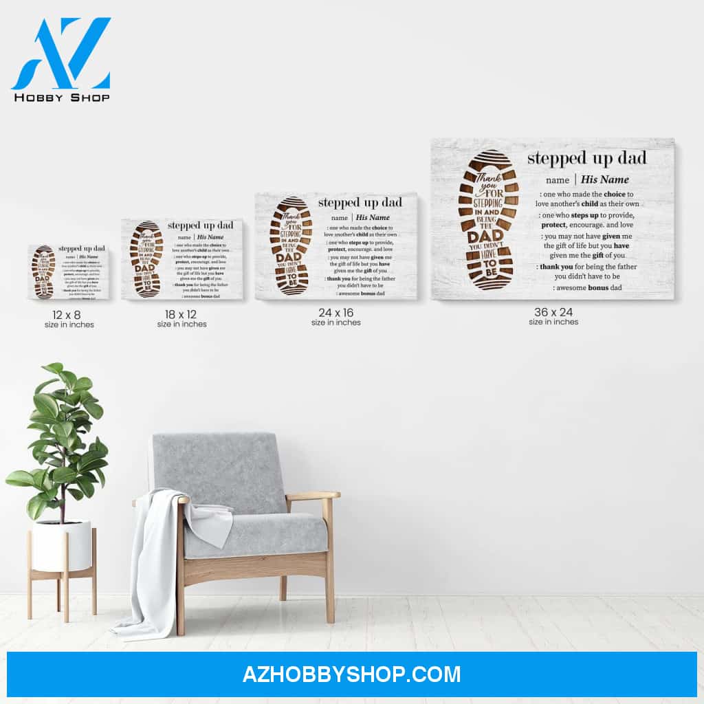 Stepped Up Dad Definition - Personalized Canvas - Father's Day Gift For Step Dad, Bonus Father