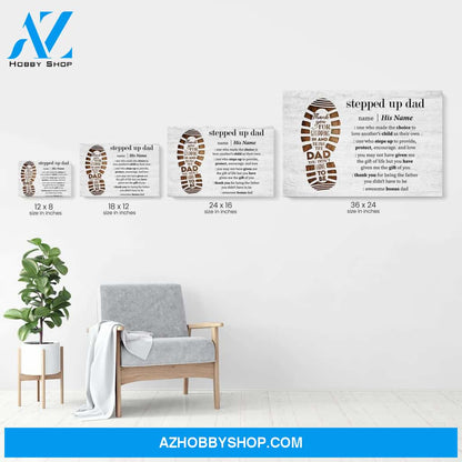 Stepped Up Dad Definition - Personalized Canvas - Father's Day Gift For Step Dad, Bonus Father