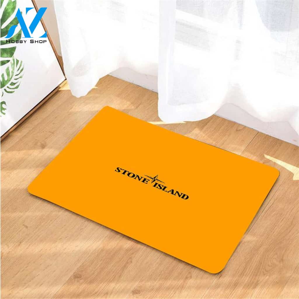 stone island logo yellow doormats