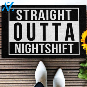 Straight outta night shift nurse Doormat | Welcome Mat | House Warming Gift