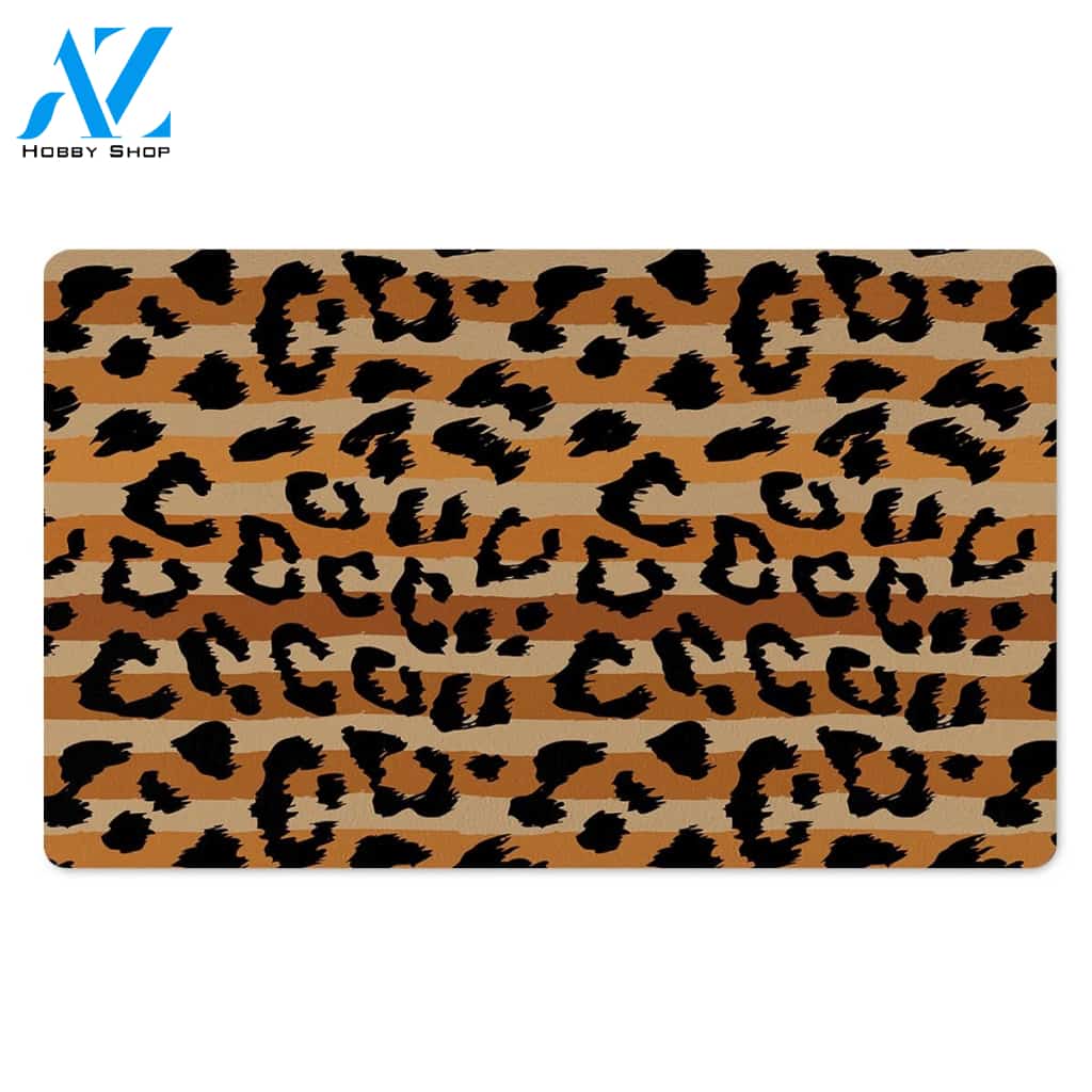 Striped Leopard Door Mat