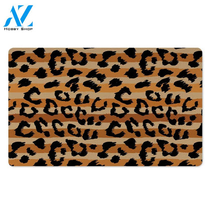 Striped Leopard Door Mat