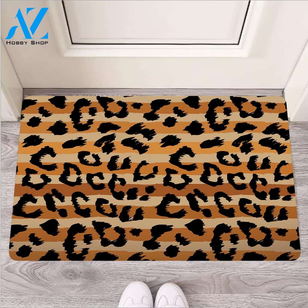 Striped Leopard Door Mat
