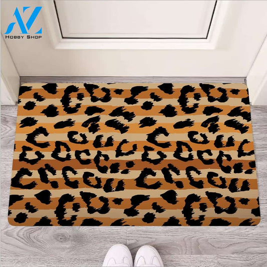 Striped Leopard Door Mat