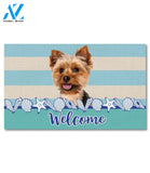 Stripes and Seashells Yorkie Doormat - 18" x 30"
