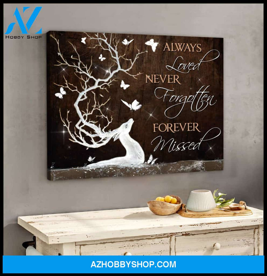 Eviral Store Stunning Deer And Butterfly Print Always Loved Wall Art Decor – Butterfly Canvas Print Wall Art