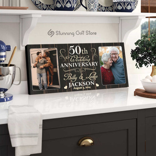 50 Year Anniversary Custom Canvas Print, 50th Wedding Anniversary Gift
