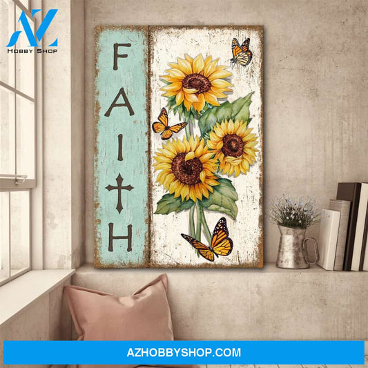 Stunning sunflowers and butterflies - Faith Jesus Portrait Canvas Prints, Wall Art