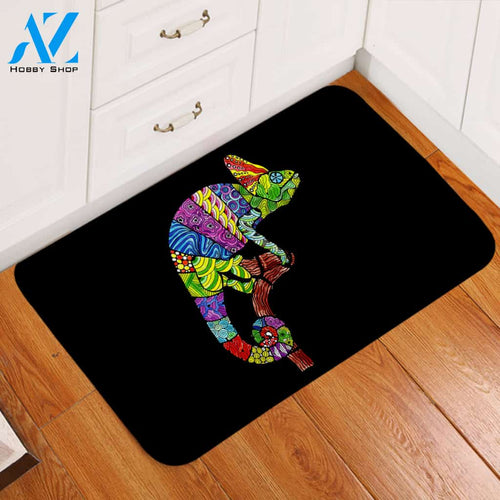 Stylized Chameleon Door Mat