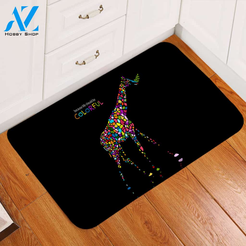 Stylized Giraffe Door Mat