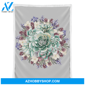 Succulent Blanket, A Succulent plant Fleece Throw Blanket, Gardening Lover