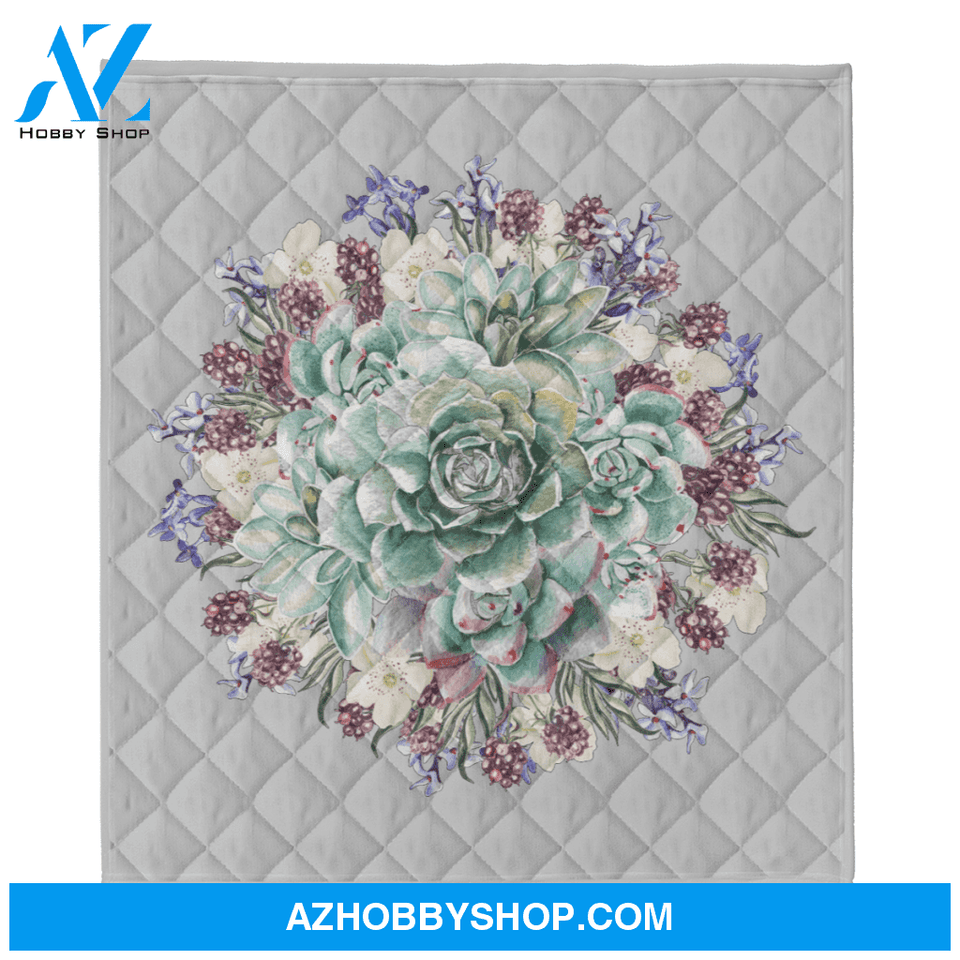 Succulent Blanket, A Succulent plant Fleece Throw Blanket, Gardening Lover