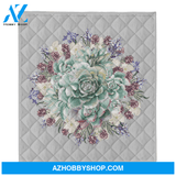 Succulent Blanket, A Succulent plant Fleece Throw Blanket, Gardening Lover