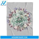 Succulent Blanket, A Succulent plant Fleece Throw Blanket, Gardening Lover