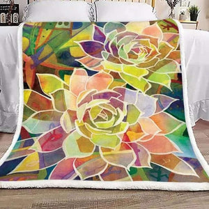 Succulent Plant Fleece Blanket