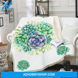 Succulent Throw Sherpa Fleece Blanket