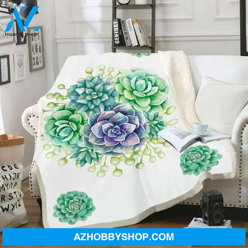 Succulent Throw Sherpa Fleece Blanket