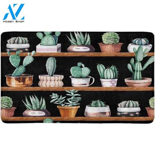 Succulent Vintage Cactus Shelf Doormat Indoor And Outdoor Mat Entrance Rug Sweet Home Decor Closing Gift Gift For Friend Family Birthday Floral Plant Lovers Gift Idea