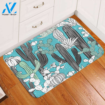 Succulents Light Blue Door Mat