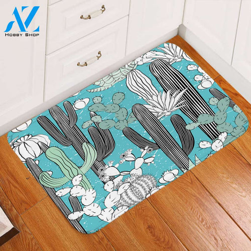 Succulents Light Blue Door Mat