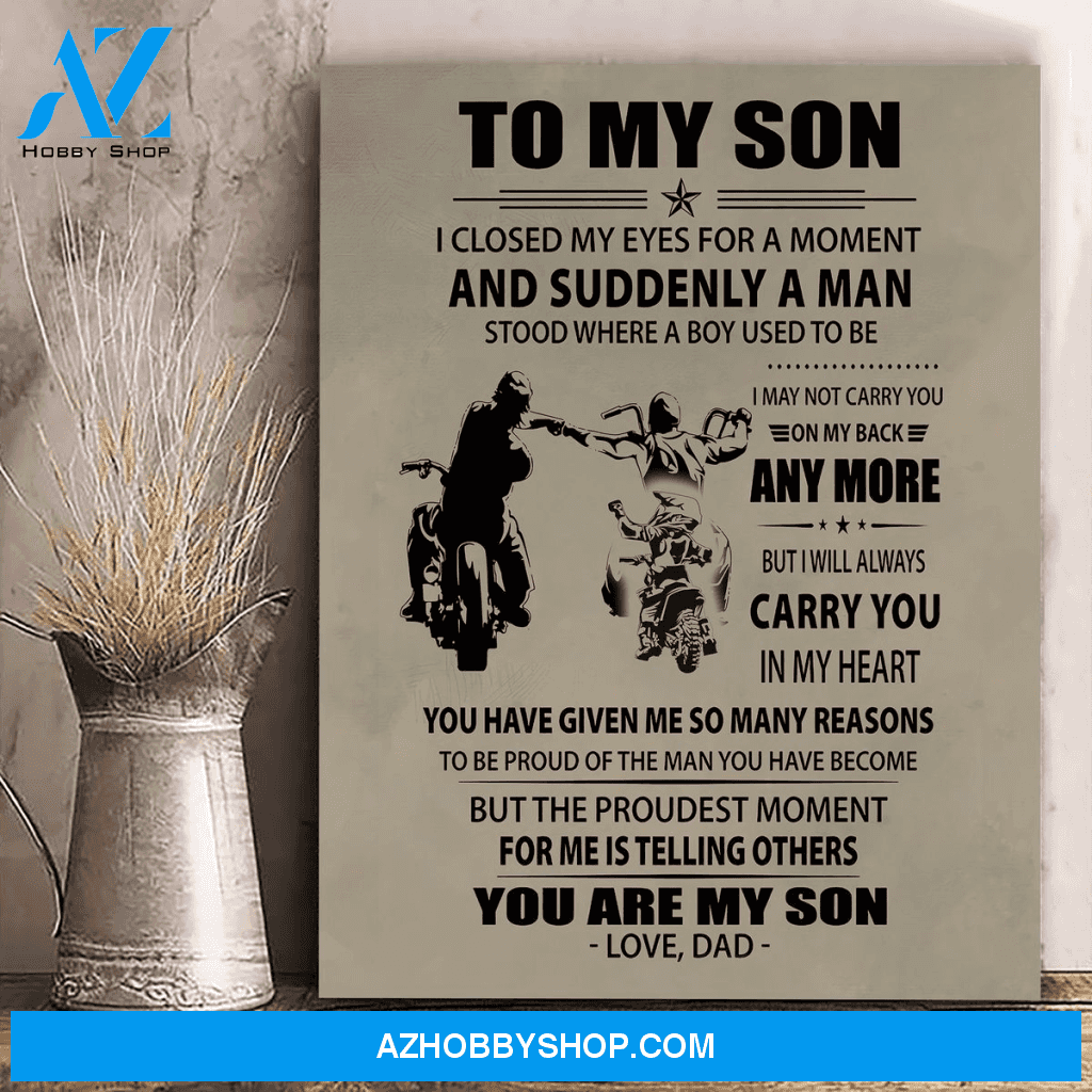 Suddenly A Man Stood Canvas Gift For Biker Son
