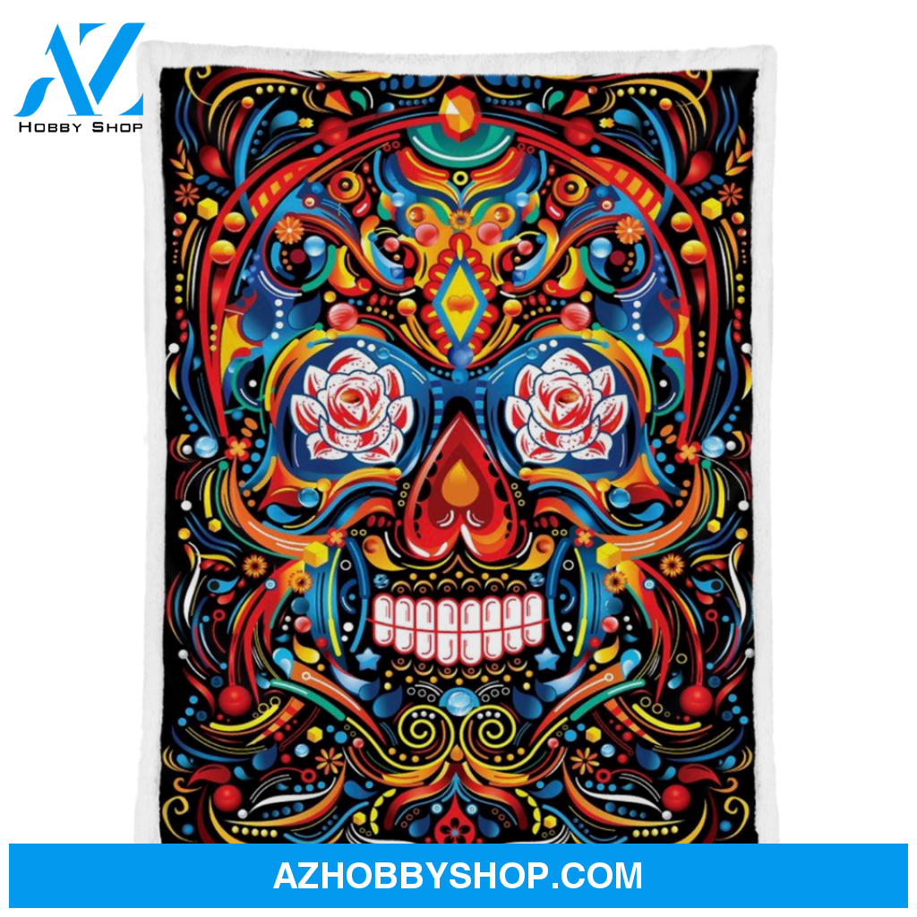 Sugar Skull Blanket, Gift For Friend Girls Boy Birthday Gift Home Decor Bedding Couch Sofa Soft and Comfy Cozy