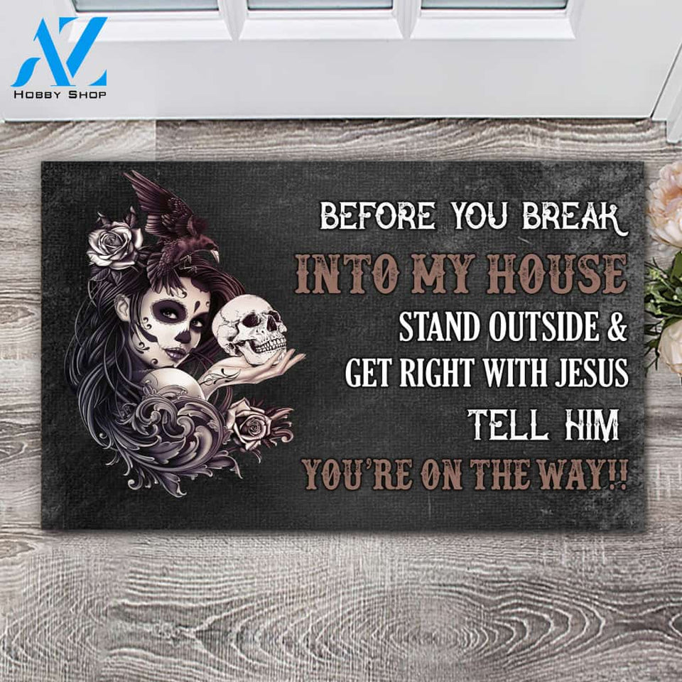 Sugar Skull Lady Personalize Doormat | Welcome Mat | House Warming Gift