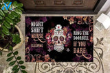 Sugar Skull Night Shift Nurse Sleeping Medical Great Gift For Family And Friend Doormats Inhouse Doormats Home Decor Housewarming Gift