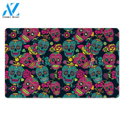 Sugar Skull Print Door Mat