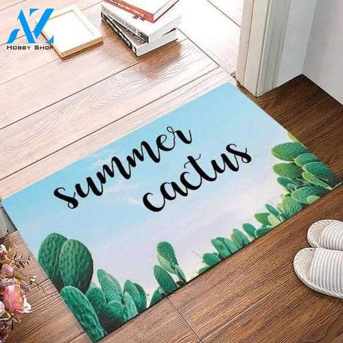 Personalized Name Family House Summer Cactus Gardening Plant Vintage Flower Doormat Indoor And Outdoor Mat Entrance Rug Sweet Home Decor Closing Gift Gift For Friend Family Flower Lovers Gift Idea
